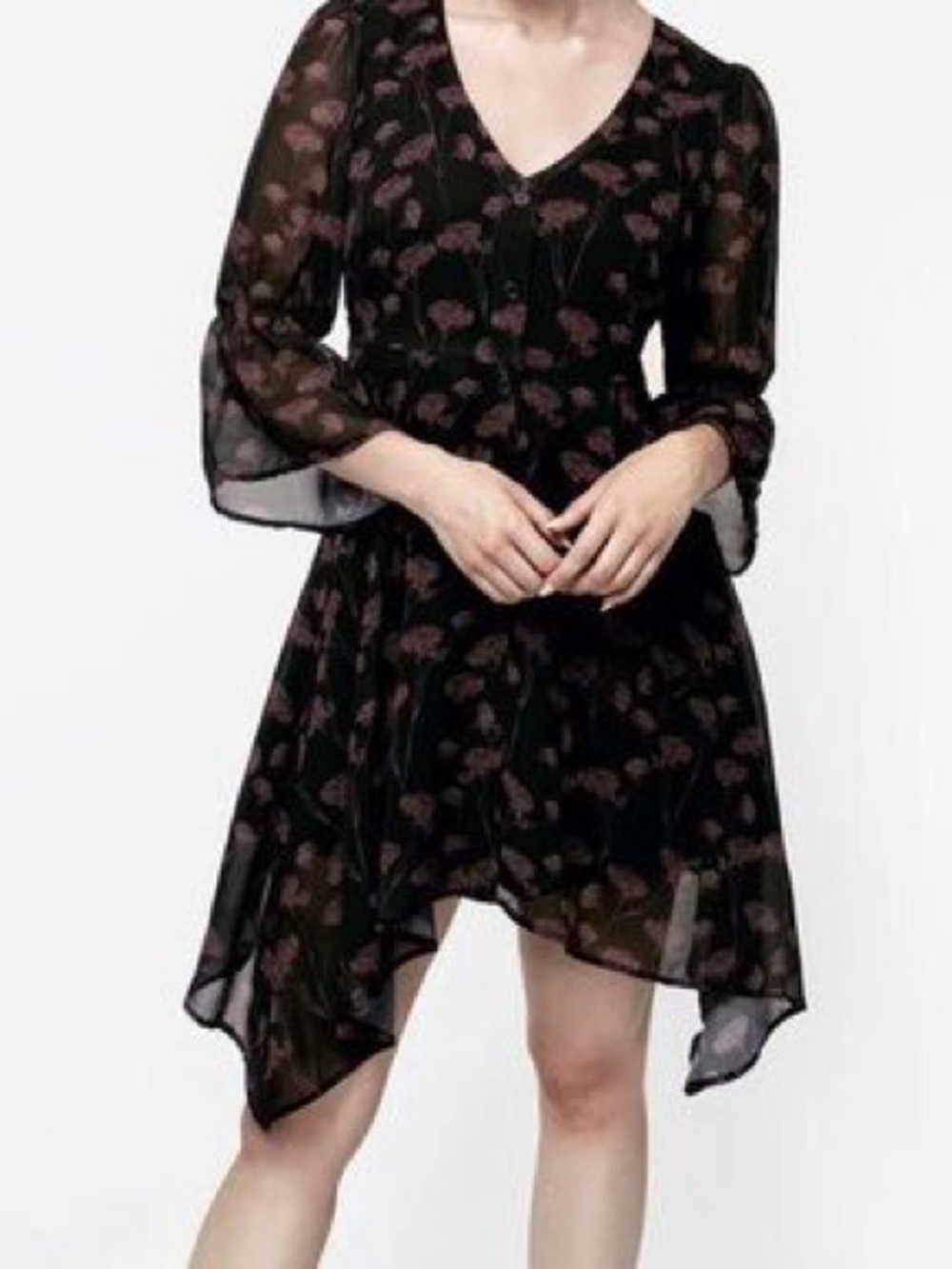 Disturbia Judas V-Neck Flute Sleeve Minidress